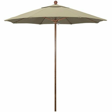 CALIFORNIA UMBRELLA Venture Series 7.5'' Push Lift Umbrella with 1.5'' American Oak Aluminum Pole 222ALTO758BG